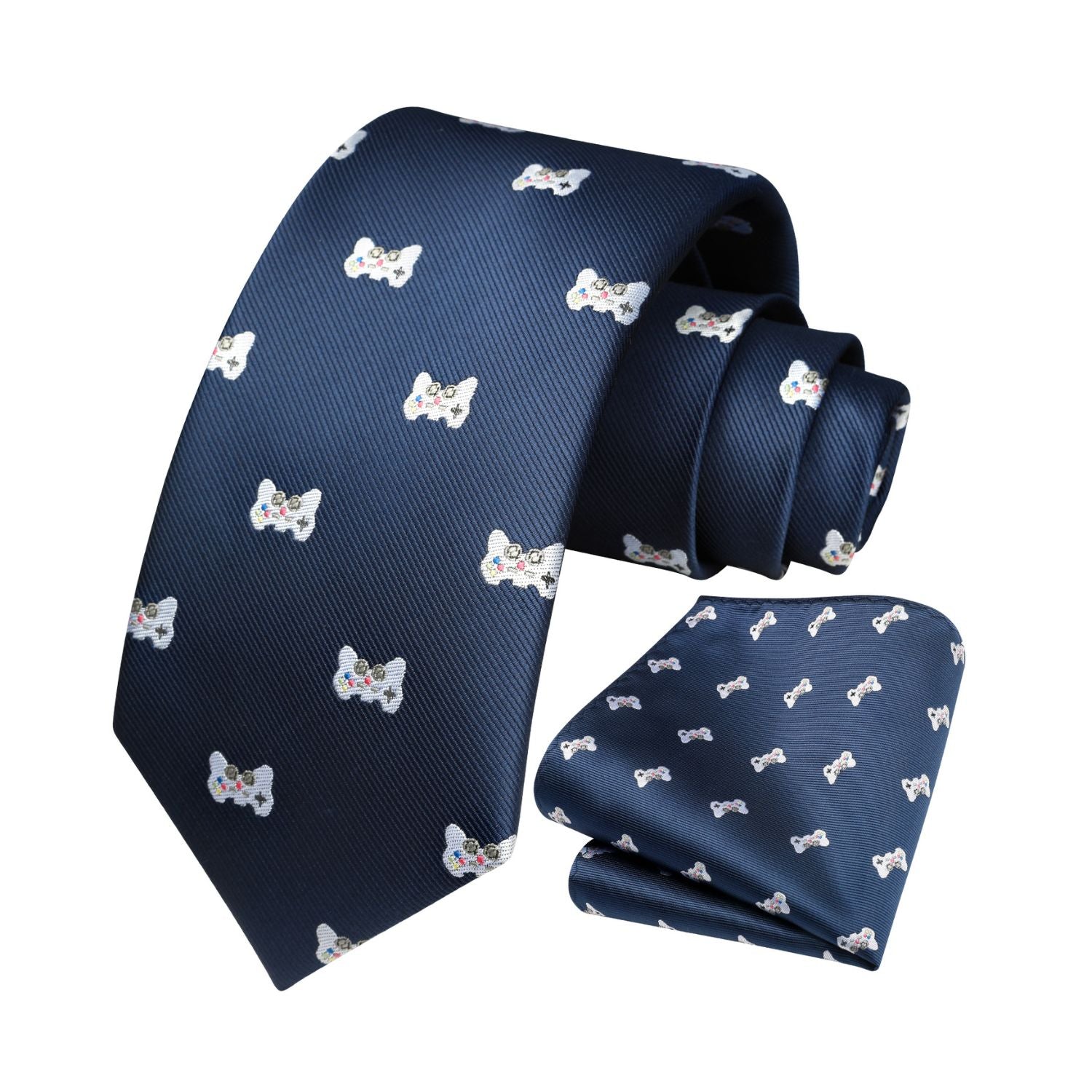 Gamepad Tie Handkerchief Set - NAVY BLUE