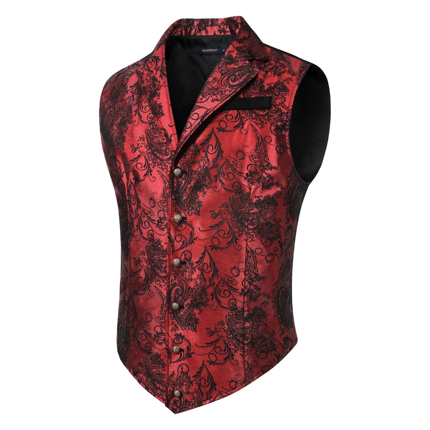 Gothic Lapel Vest for Men - RED/BLACK-5