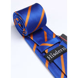 Stripe Tie Handkerchief Set - 03-BLUE/ORANGE 