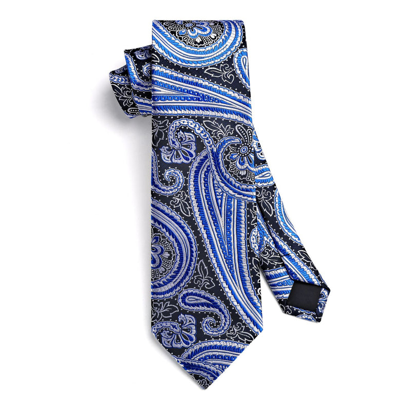 Paisley Tie Handkerchief Cufflinks - BLUE-5 