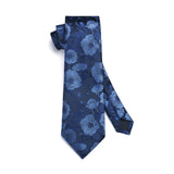 Floral Tie Handkerchief Set - BLUE 