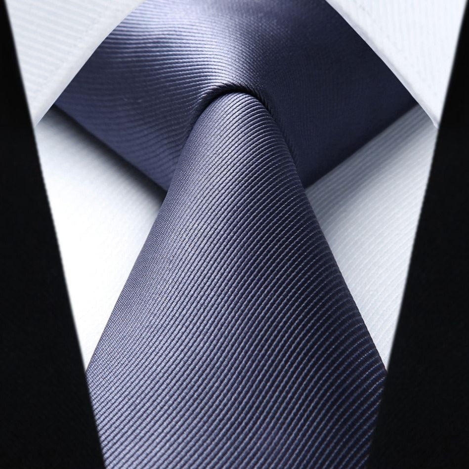 Solid 3.35 inch Tie Handkerchief Set - L-GREY DARK