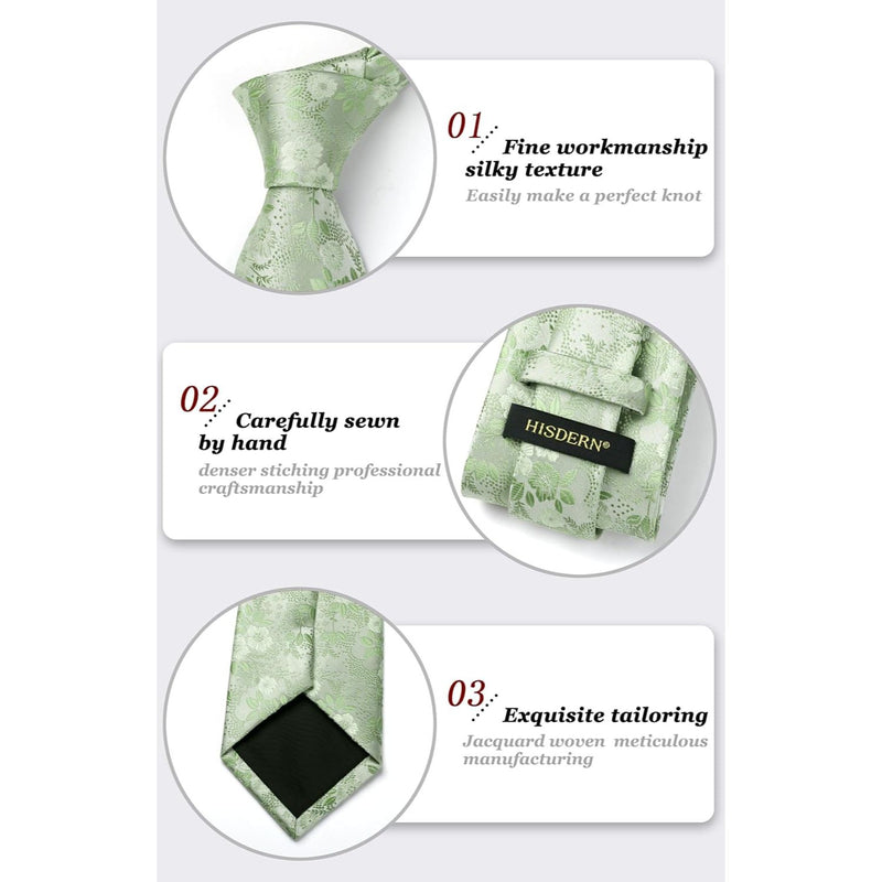 Floral Tie Handkerchief Set - SAGE GREEN FLORAL-11