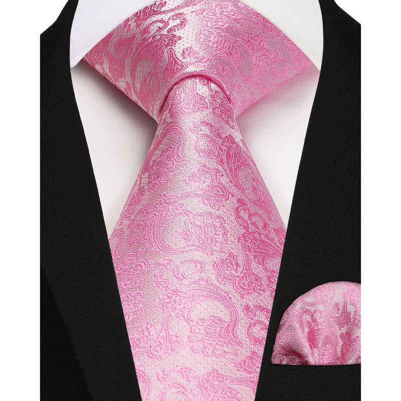 Floral Tie Handkerchief Set -29 PINK 