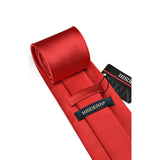 Solid Tie Handkerchief Cufflinks - RED 