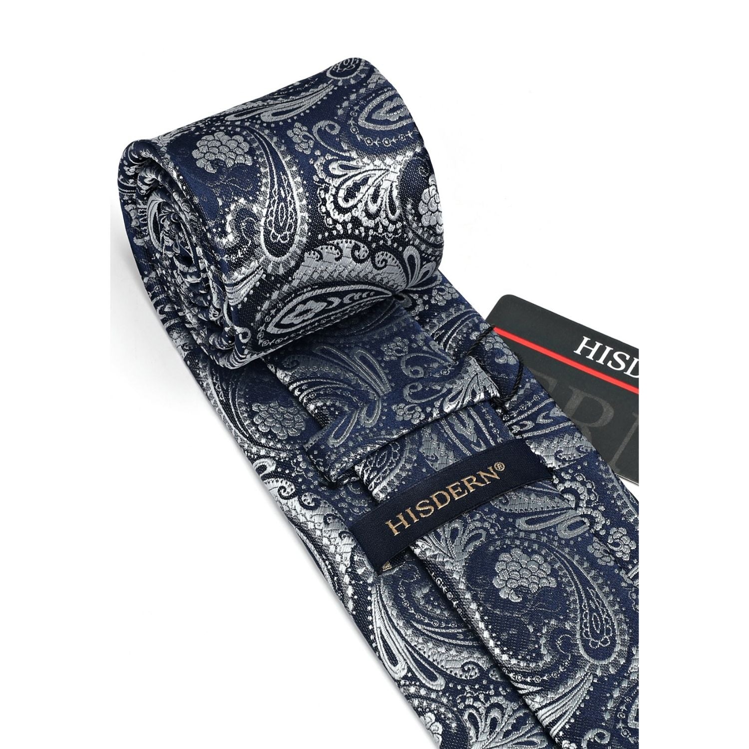 Paisley Tie Handkerchief Set - 03-NAVY GREY