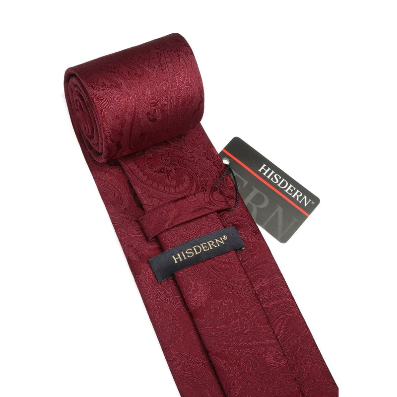 Paisley Tie Handkerchief Set - 02A-BURGUNDY-1