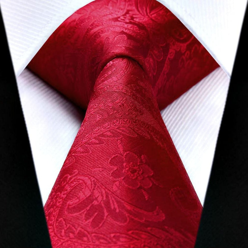 Paisley Tie Handkerchief Set - F4-CRIMSON RED 