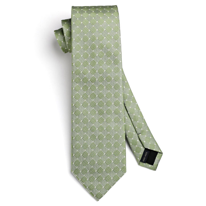 Plaid Tie Handkerchief Set - SAGE GREEN 