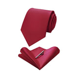 Solid Tie Handkerchief Clip - BURGUNDY 