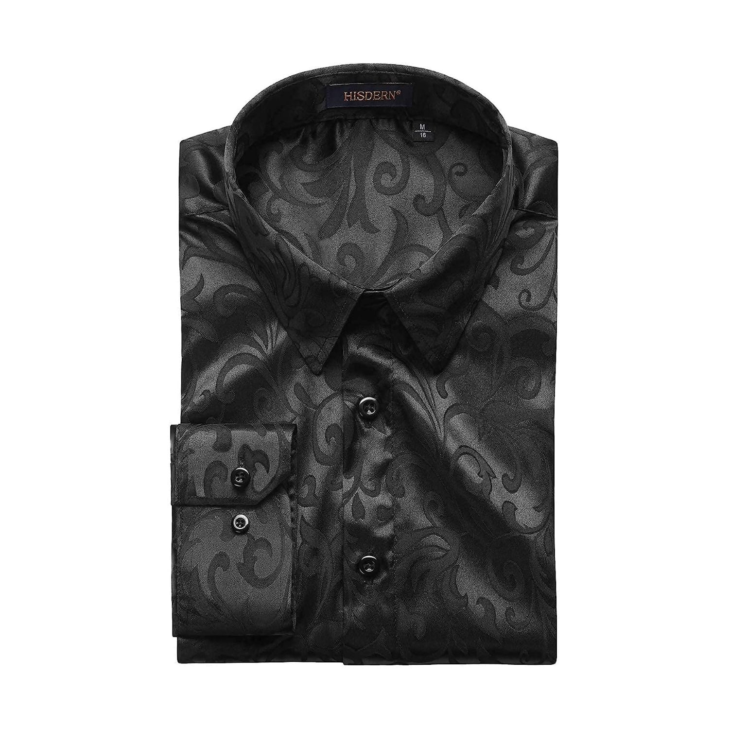 Shiny Satin Dress Shirt - BLACK2