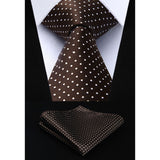 Polka Dot Tie Handkerchief Set - A-BROWN/WHITE 