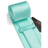 Solid Tie Handkerchief Set - MINT GREEN 