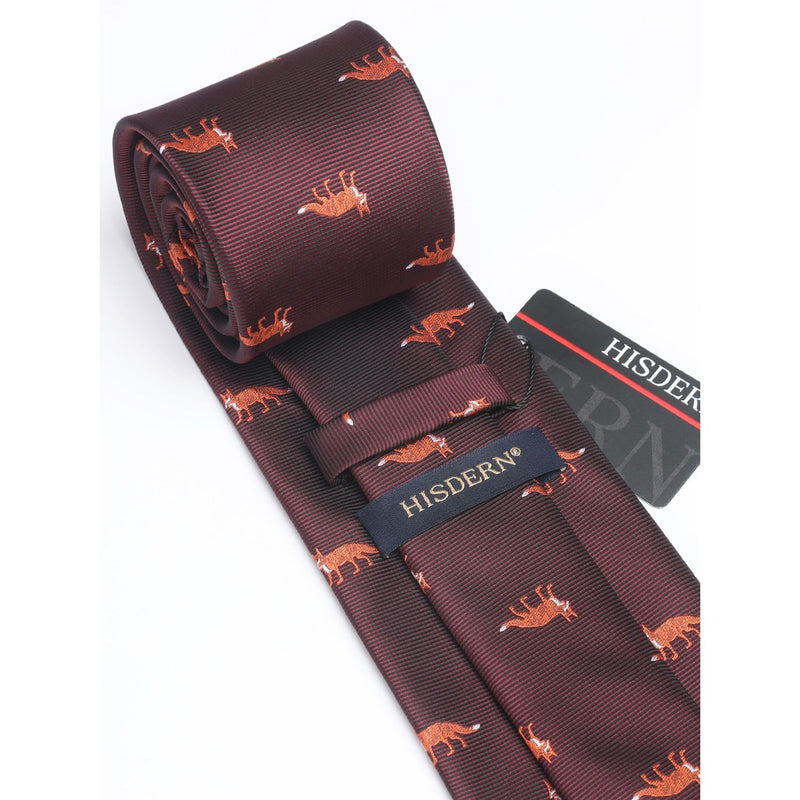 Fox Tie Handkerchief Set - MAROON 