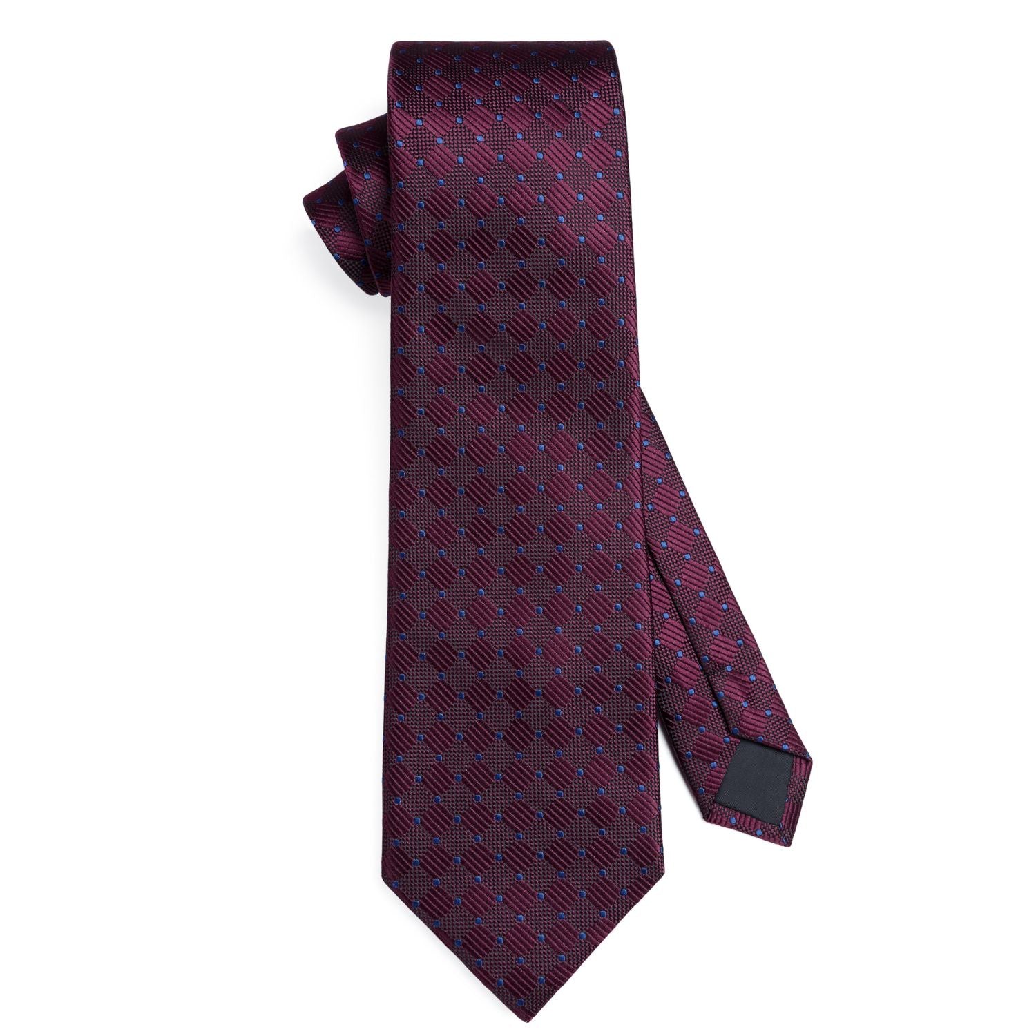 Plaid Tie Handkerchief Set - B-BURGUNDY