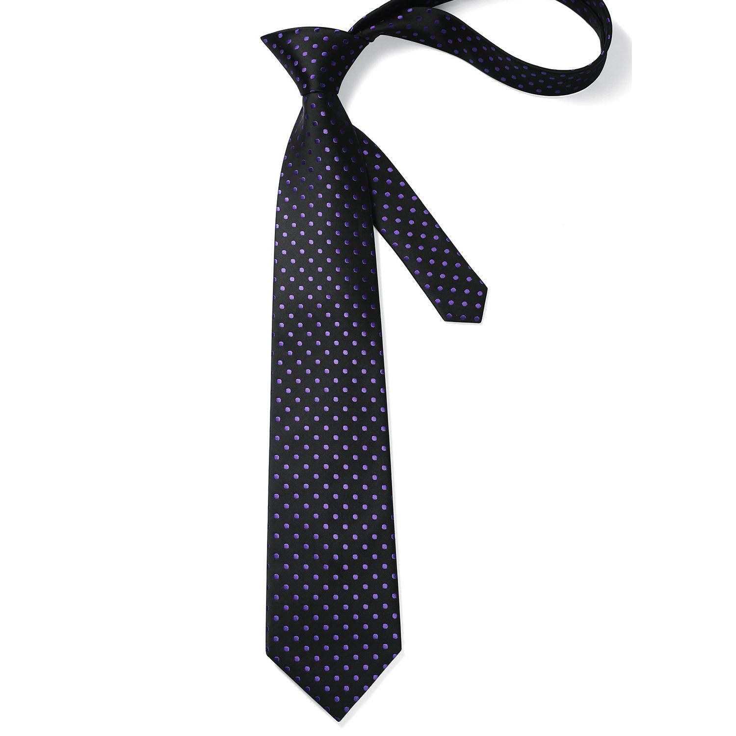 Polka Dot Tie Handkerchief Set - D2-BLACK/PURPLE