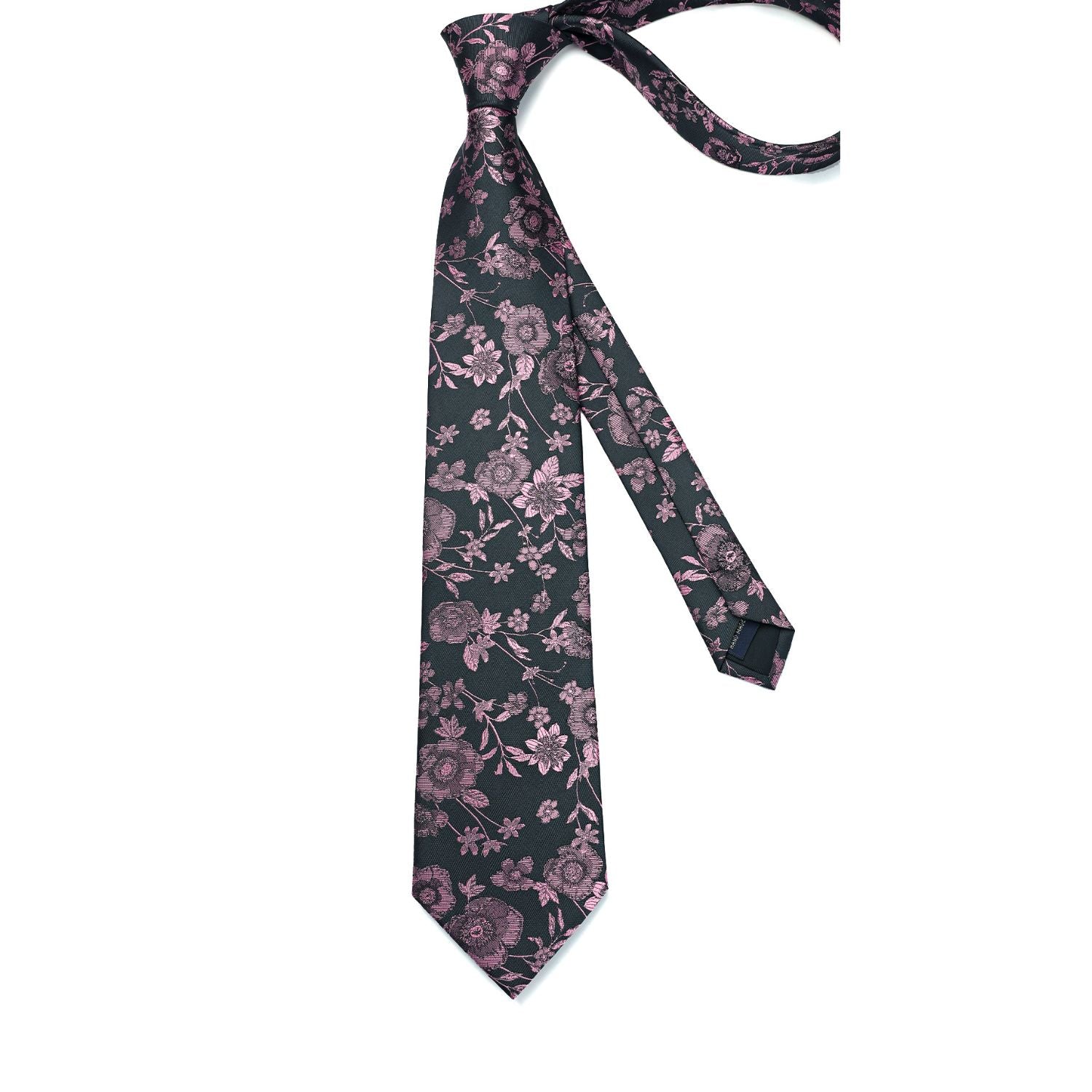 Floral Tie Handkerchief Set - 33PINK/BLACK