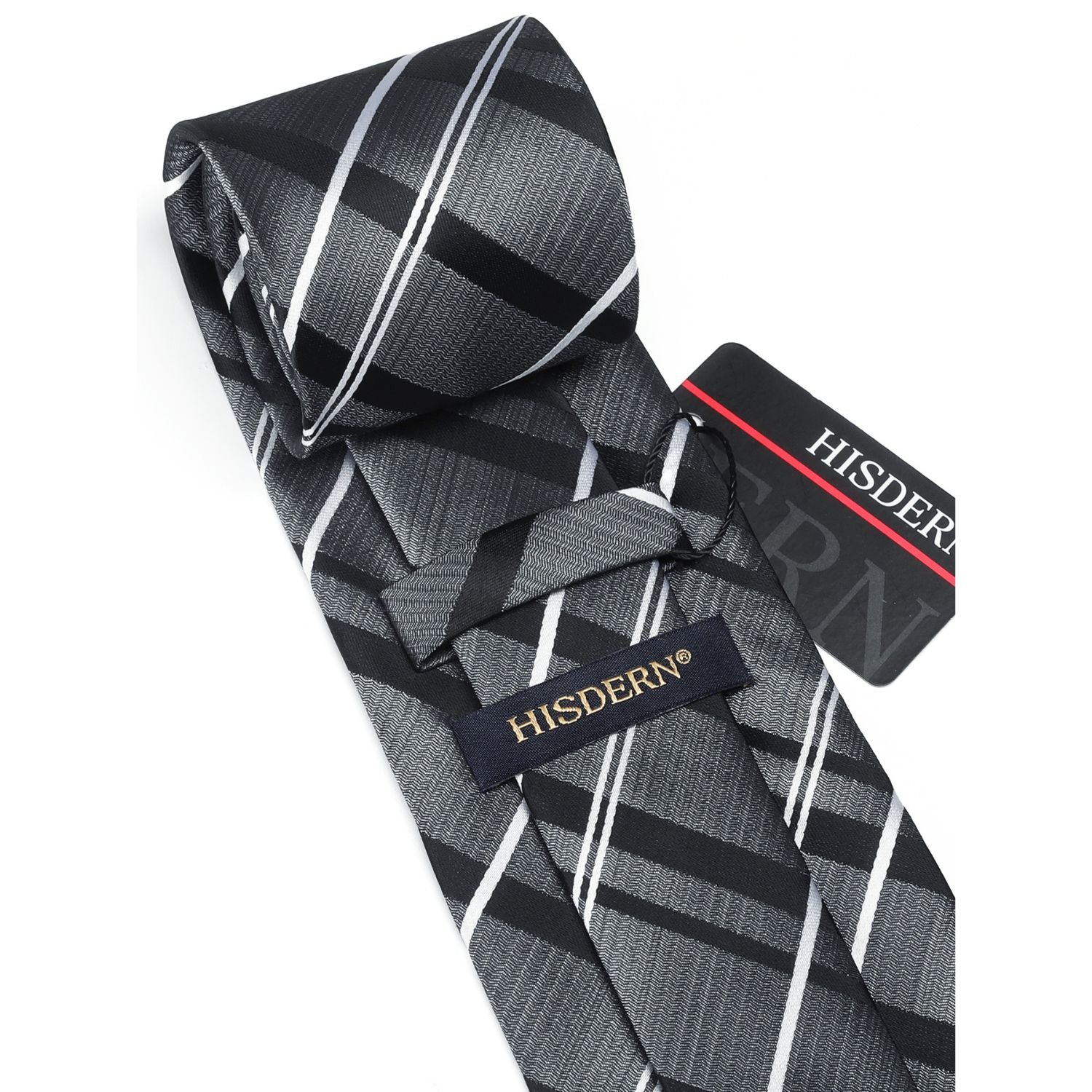 Plaid Tie Handkerchief Set - A1-GREY