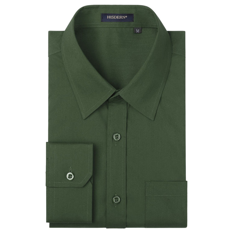 Casual Formal Shirt with Pocket - ARMY GREEN 