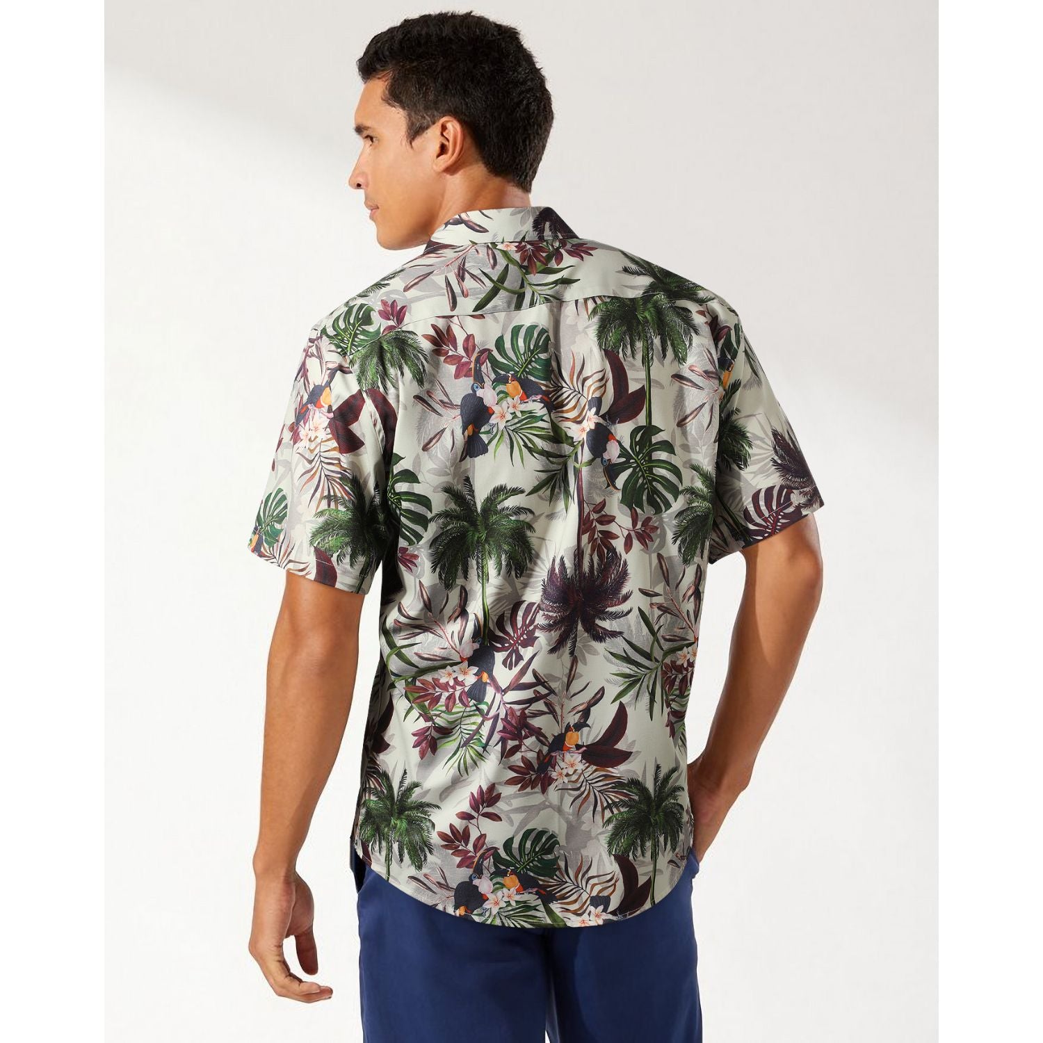 Hawaiian Tropical Shirts with Pocket - BEIGE