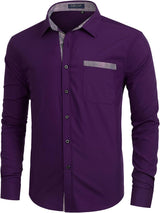 Casual Formal Shirt with Pocket - PURPLE 