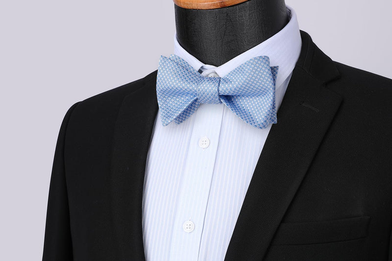 Houndstooth Bow Tie & Pocket Square - BABY BLUE/WHITE