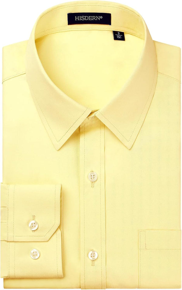 Men's Dress Shirt with Pocket - LIGHT YELLOW