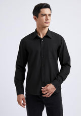 Casual Formal Shirt with Pocket - BLACK 