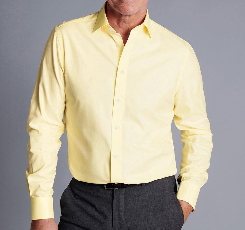 Men's Dress Shirt with Pocket - LIGHT YELLOW