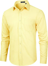 Men's Dress Shirt with Pocket - LIGHT YELLOW