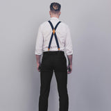 2PCS 1.4" Adjustable Suspender with 4 Clips - C-BLACK/NAVY BLUE 