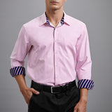 Casual Formal Shirt with Pocket - PINK-STRIPE