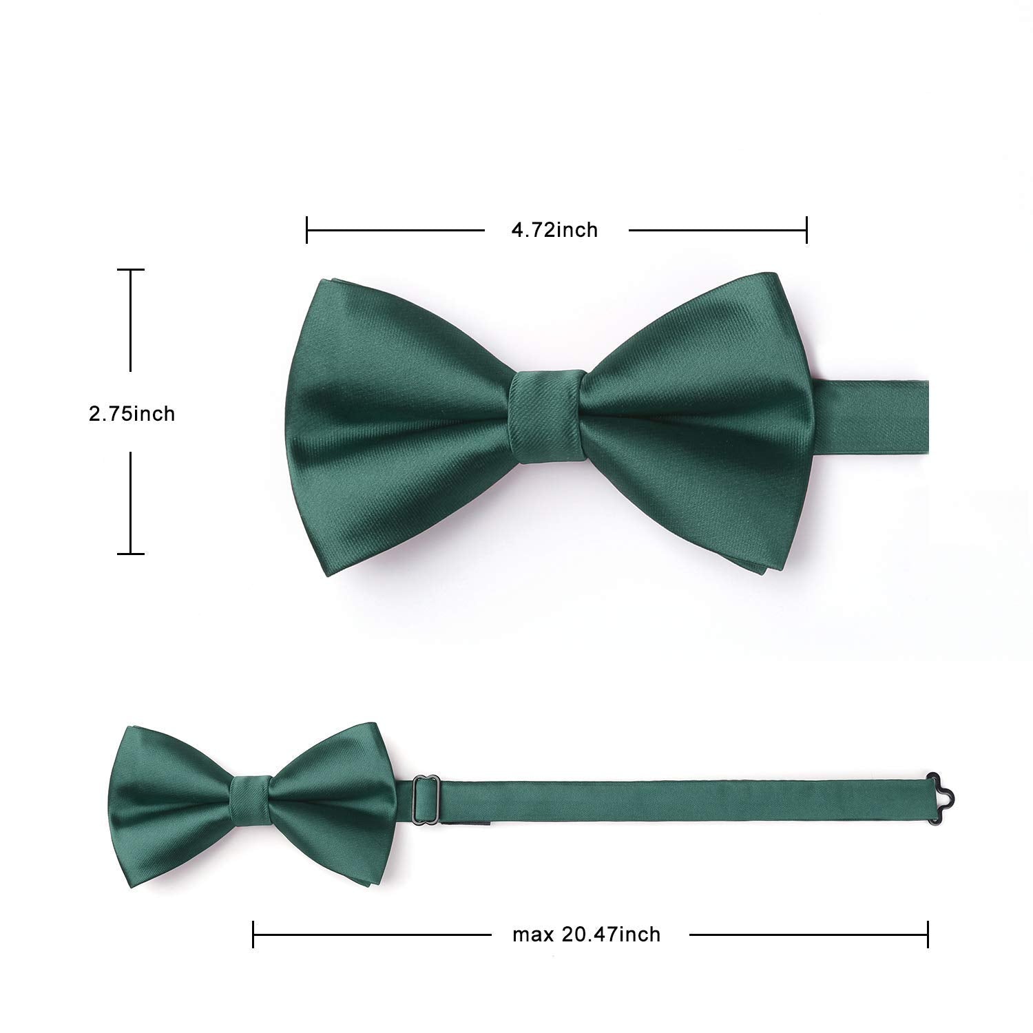 Solid Pre-Tied Bow Tie & Pocket Square - G-DARK GREEN