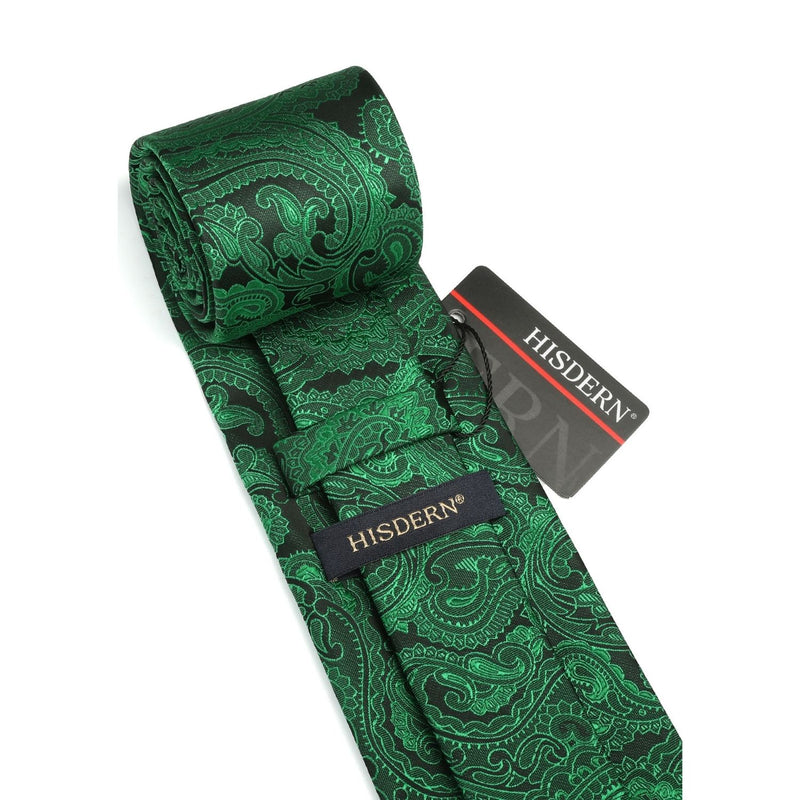 Paisley Tie Handkerchief Set - D1-GREEN3