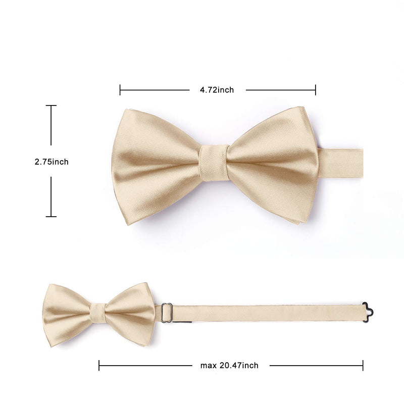 Solid Pre-Tied Bow Tie - 02-CHAMPAGNE