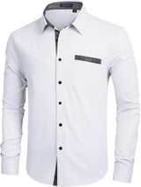 Casual Formal Shirt with Pocket - WHITE 