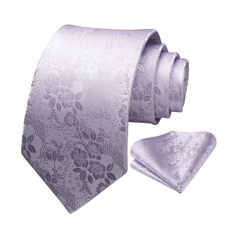 Floral 3.4 Tie Handkerchief Set - C-WISTERIA PURPLE 