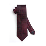 Plaid Tie Handkerchief Set - BURGUNDY-3 