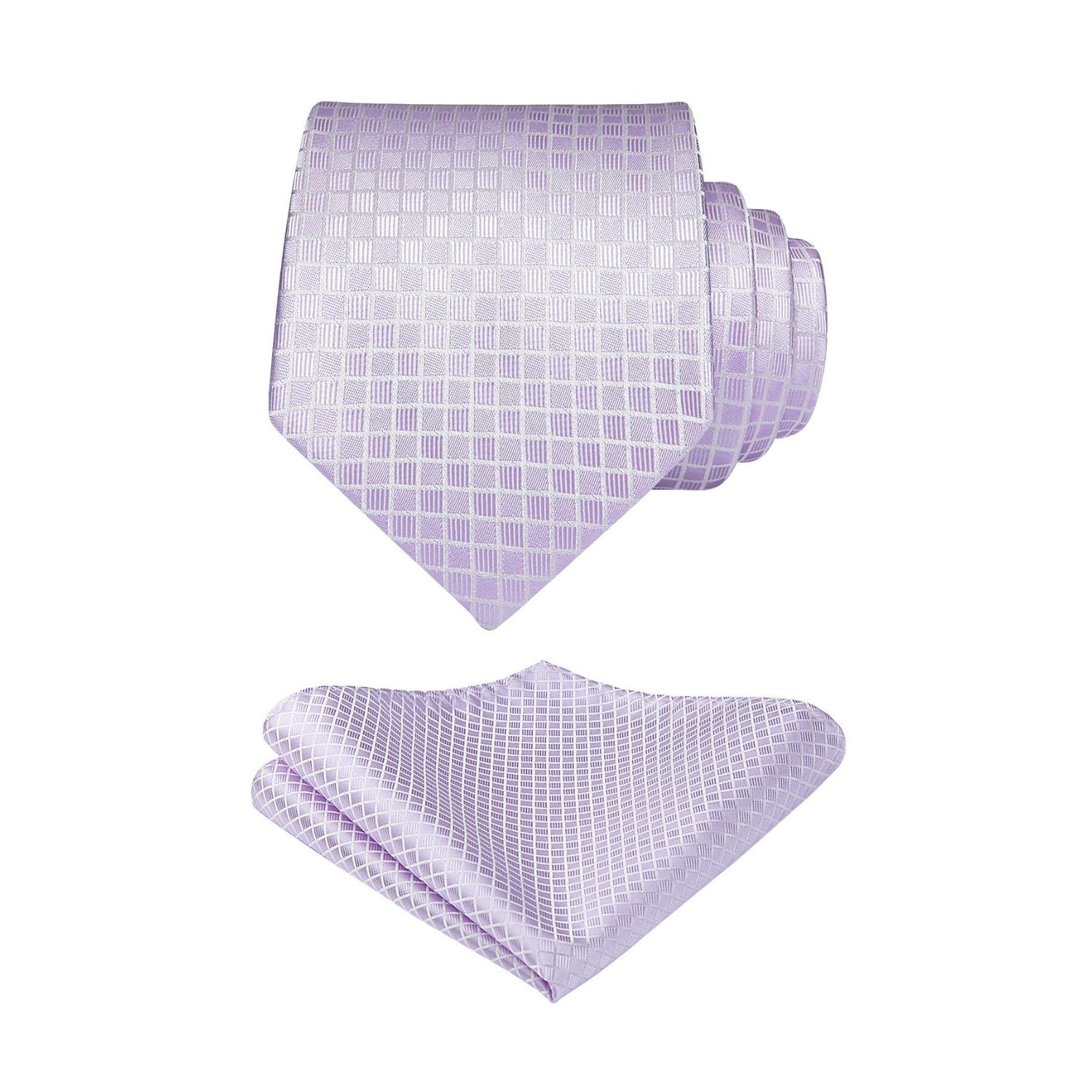 Plaid Tie Handkerchief Set - C-LAVENDER