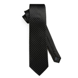 Stripe Tie Handkerchief Set - 7-BLACK 