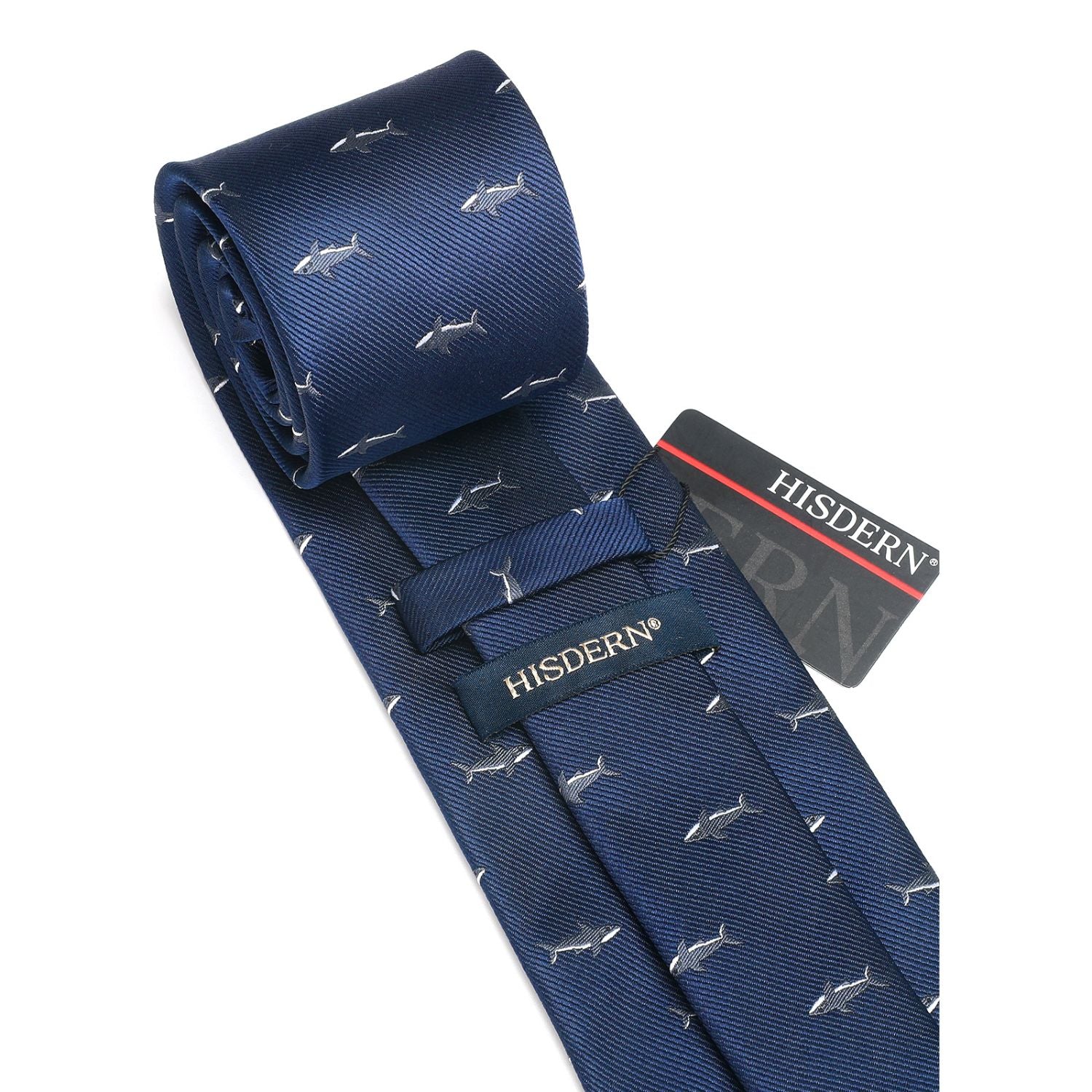 Shark Tie Handkerchief Set - Z-NAVY BLUE