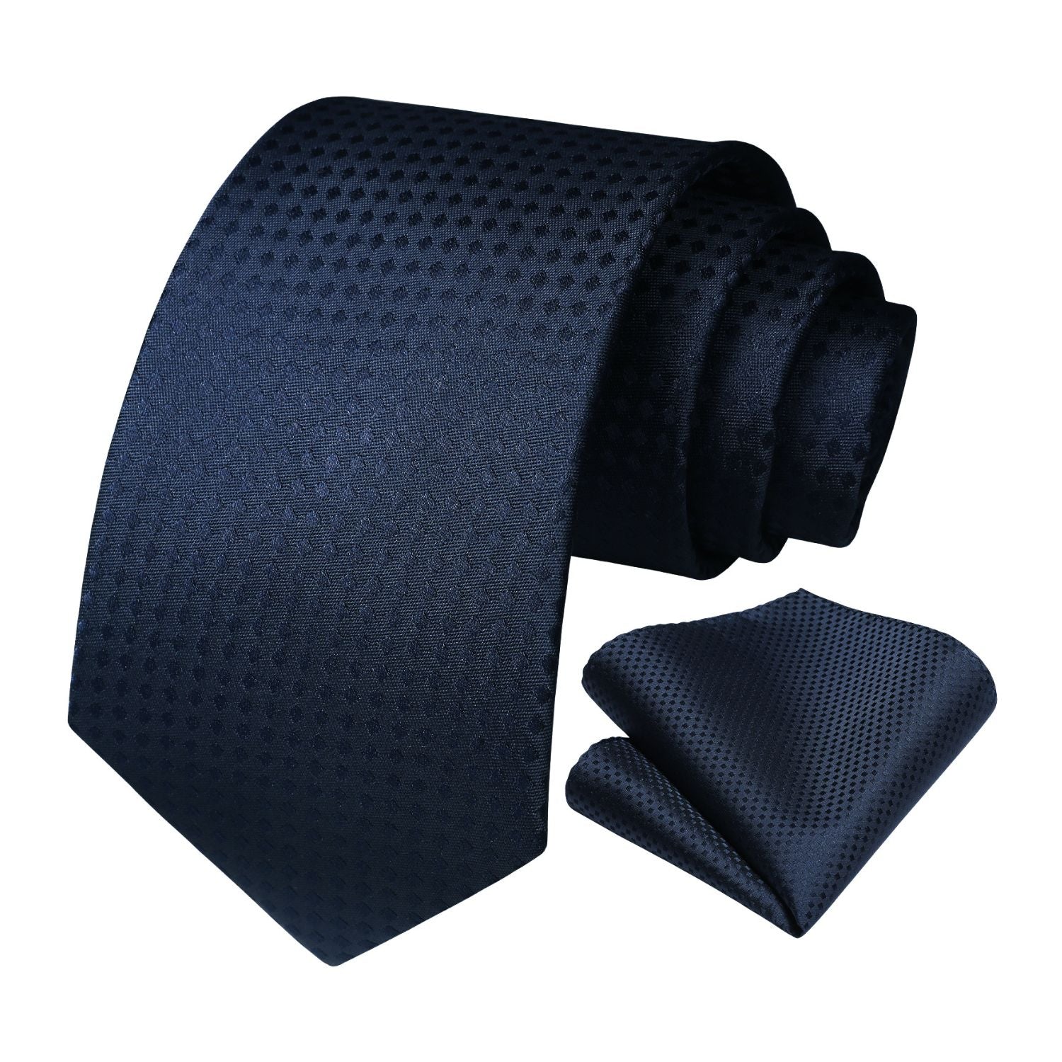 Plaid Tie Handkerchief Set - C3-NAVY BLUE