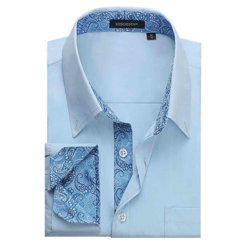 Casual Formal Shirt with Pocket - 11-BLUE/PAISLEY 