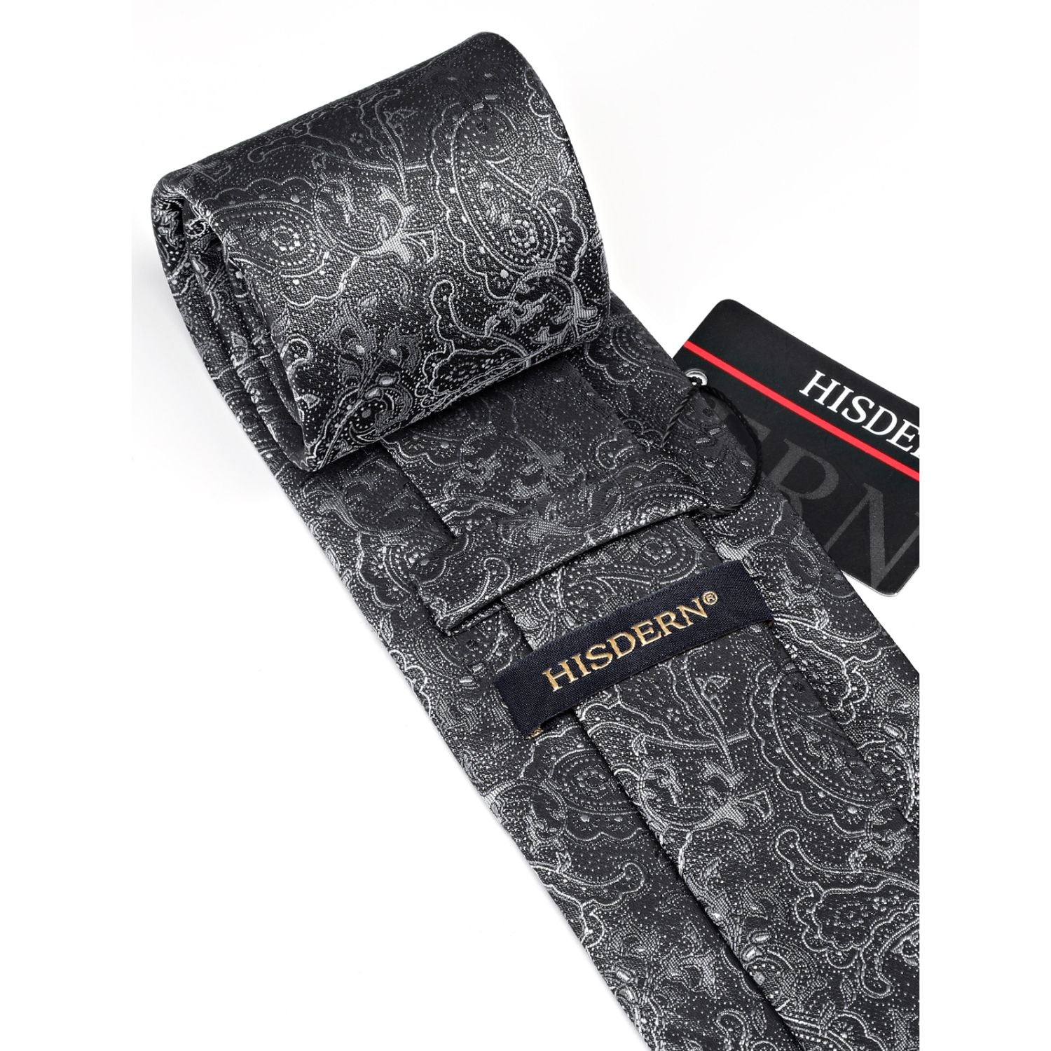 Paisley Tie Handkerchief Cufflinks - BLACK-1