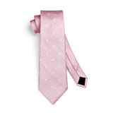 Houndstooth Tie Handkerchief Set - PINK 