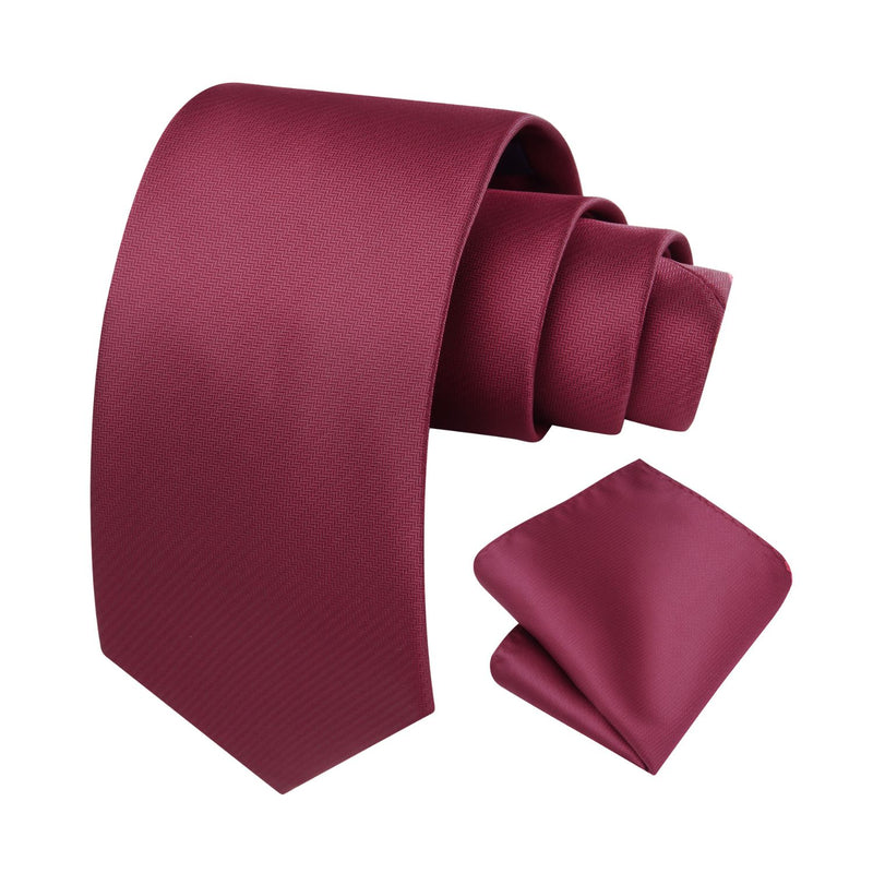 Stripe Tie Handkerchief Set - 05 WINE RED 2 