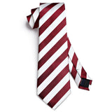 Stripe Tie Handkerchief Set - RED/WHITE 