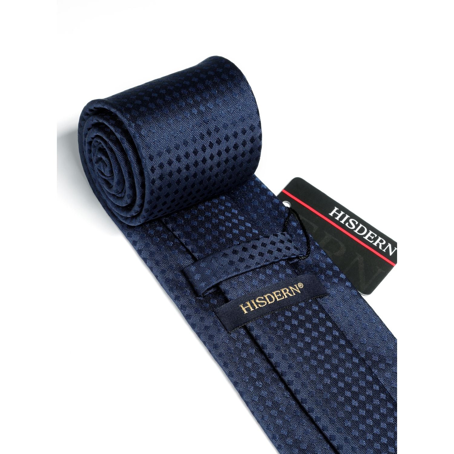 Plaid Tie Handkerchief Set - C3-NAVY BLUE