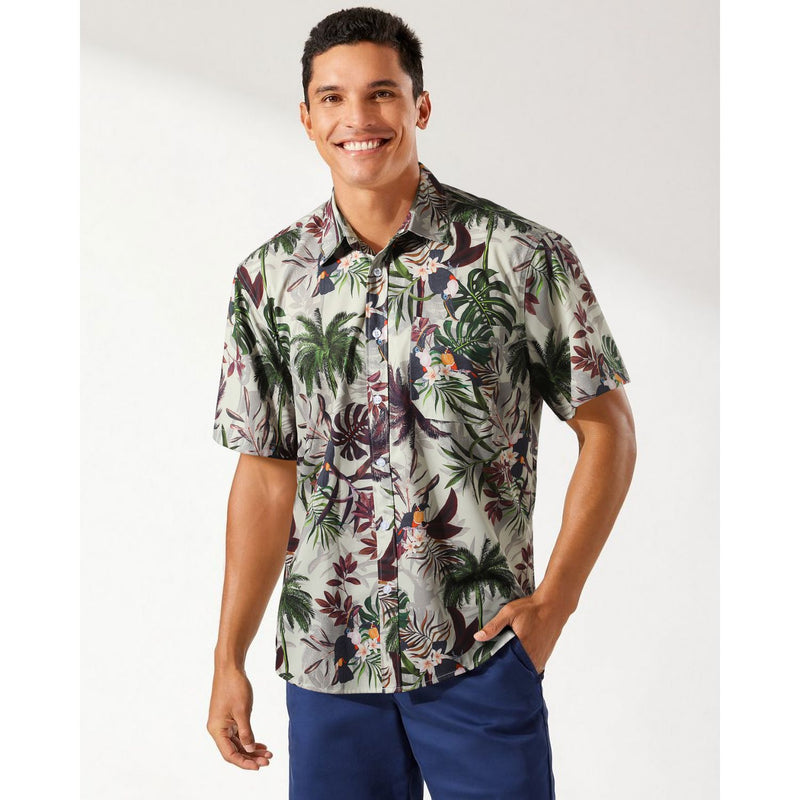 Hawaiian Tropical Shirts with Pocket - BEIGE 