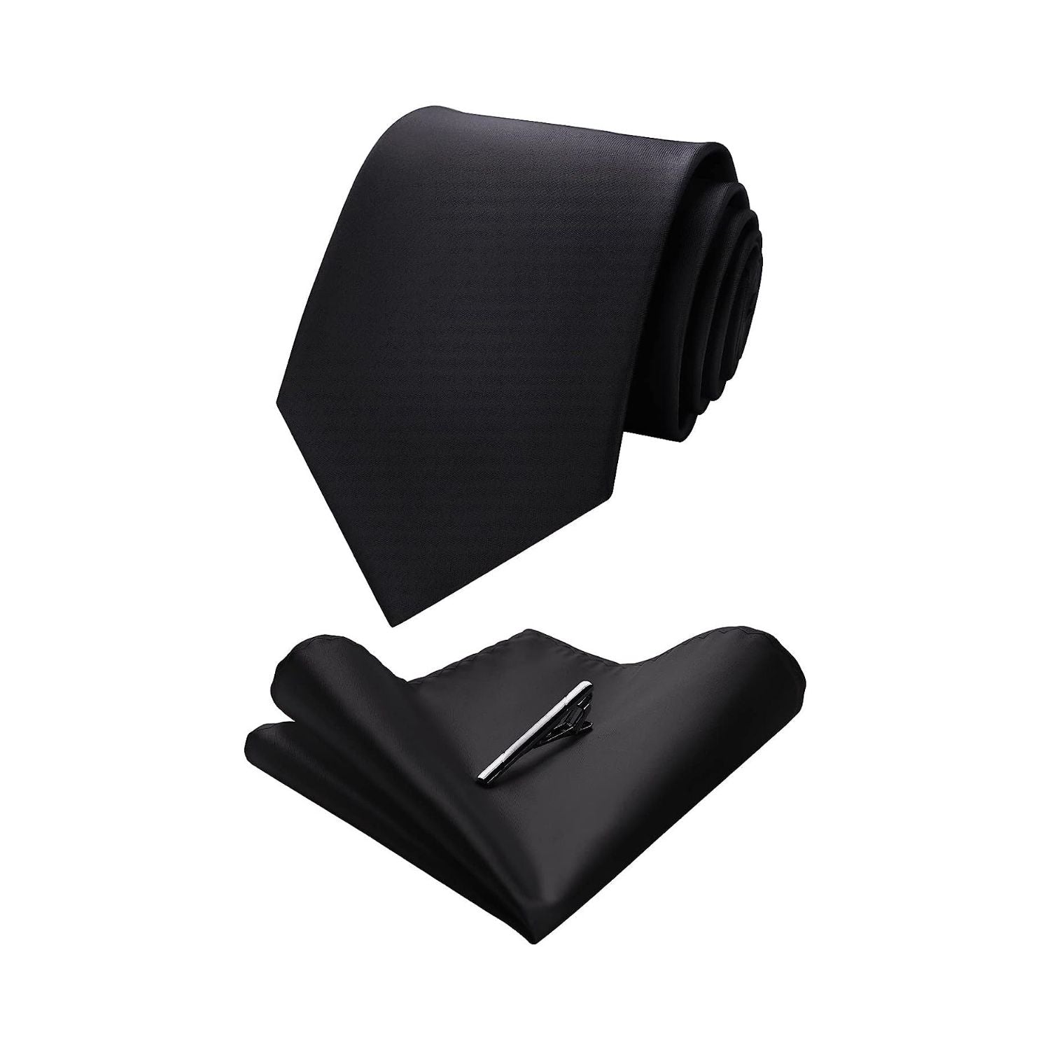 Solid Tie Handkerchief Clip - BLACK